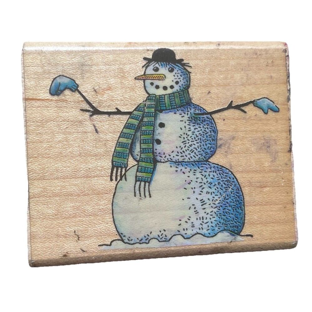 Charles Wysocki Americana Snowman Rubber Stamp Rubber Stampede 708-E Winter Folk